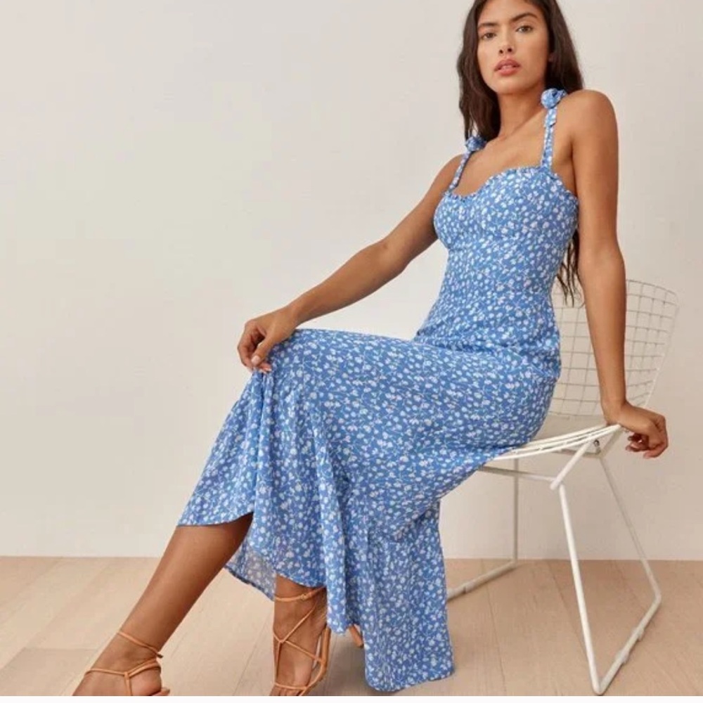 Reformation Nikita dress in sold out blue color Marie